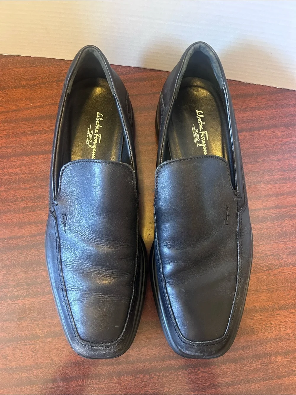 Salvatore Ferragamo Studio Black Leather Slip-On Loafers